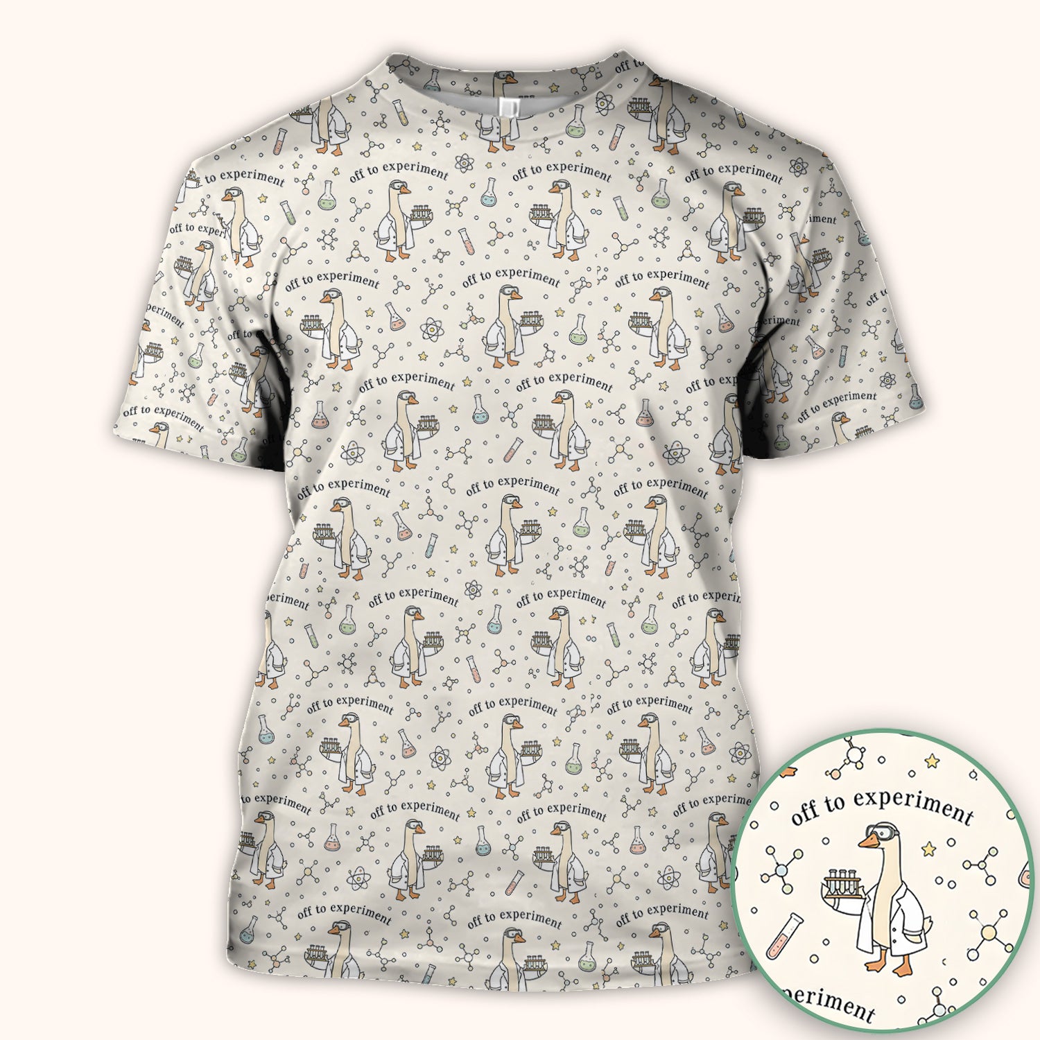 Funny Off To Experiment Scientist Goose Scrub Top, Comfortable Scrubs for Nurses