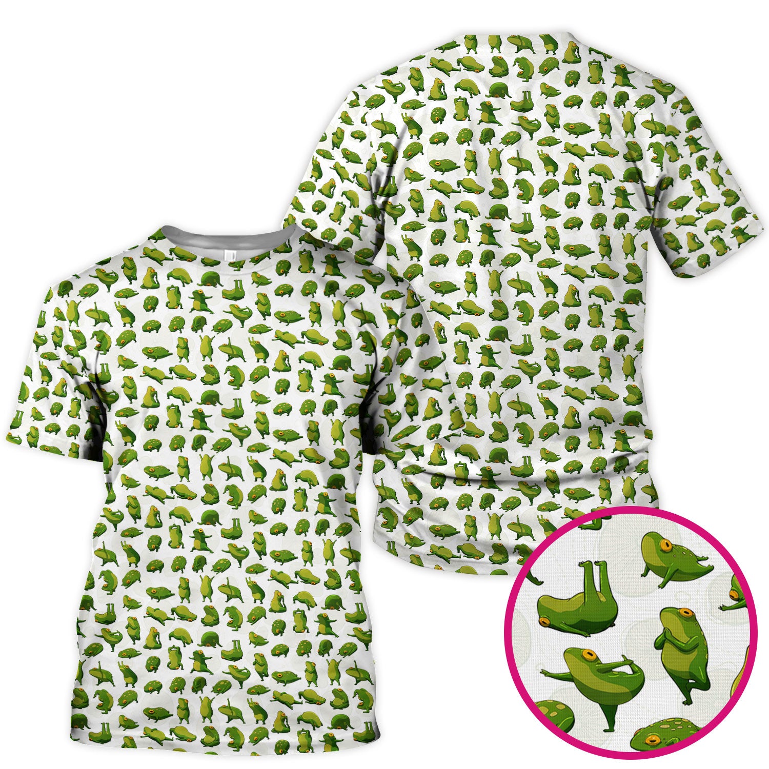 Cute Frog Cartoon Pattern Scrub Top, Comfortable Scrubs for Nurses