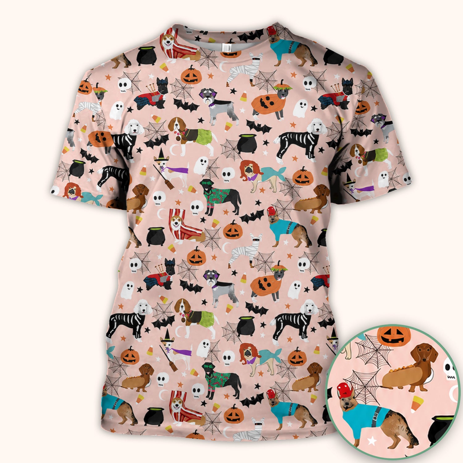 Halloween Costume Dogs Scrub Top, Comfortable Scrubs for Nurses