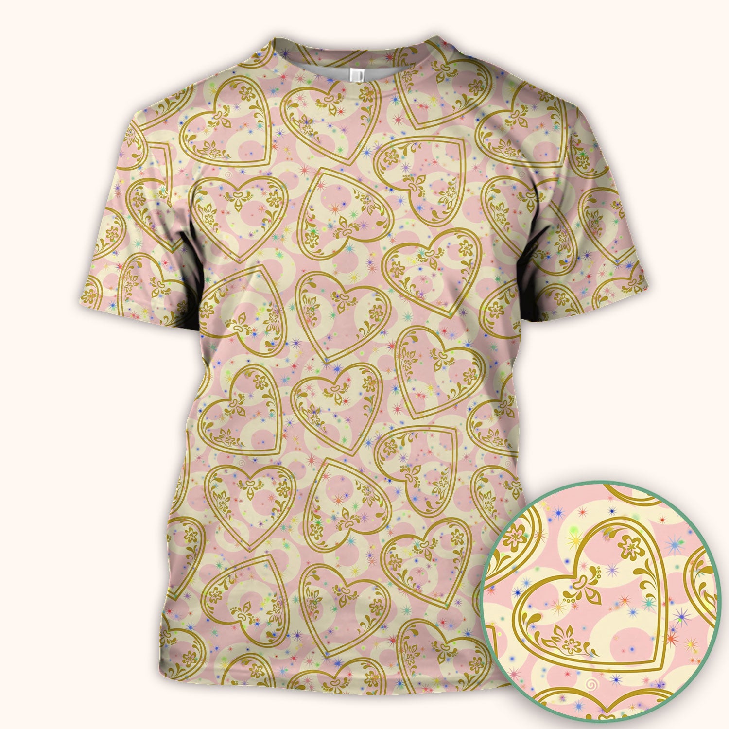Valentine Heart Scrub Top For Women, Hearts Pattern Nurse Shirt, Comfortable Scrubs For Nursing