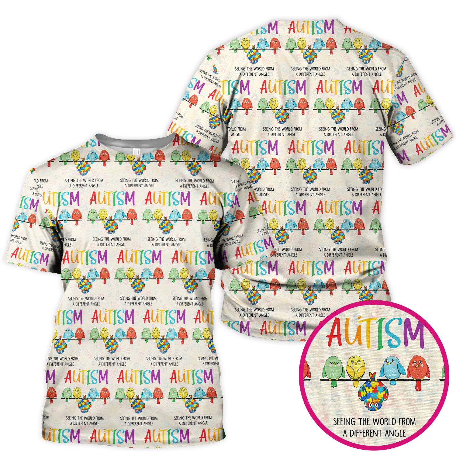 Autism Seeing The World From A Different Angle Birds Scrub Top ,Comfortable Scrubs for Nurses