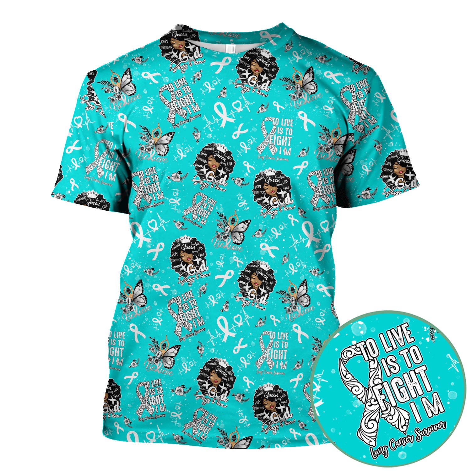 Cancer Awareness Scrub Top - Black Women Survivor Faith in God Nurse Shirt - Inspirational Gift for Fighters Supporters Caregivers