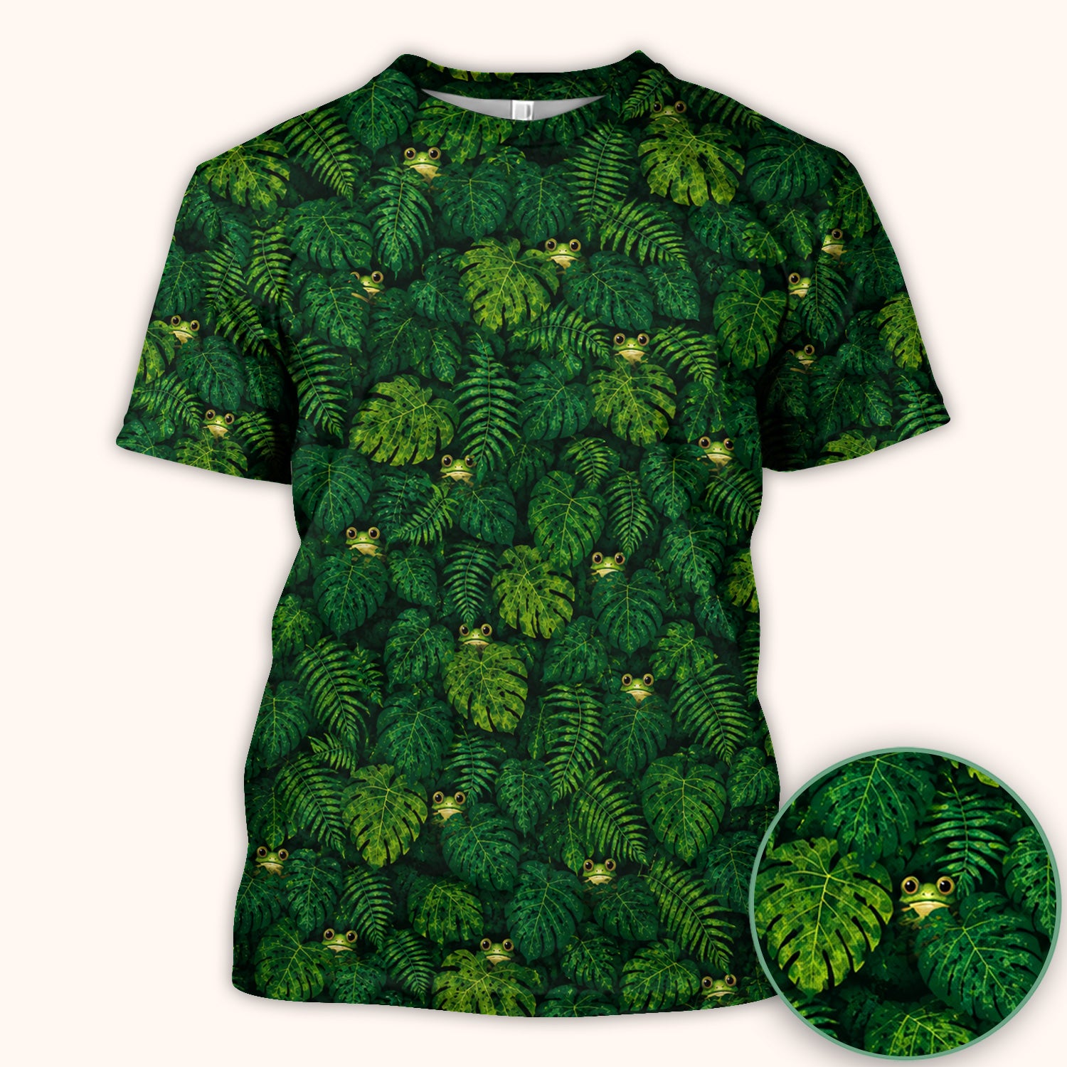 Cute Hidden Frog Jungle Pattern Scrub Top, Comfortable Scrubs for Nurses