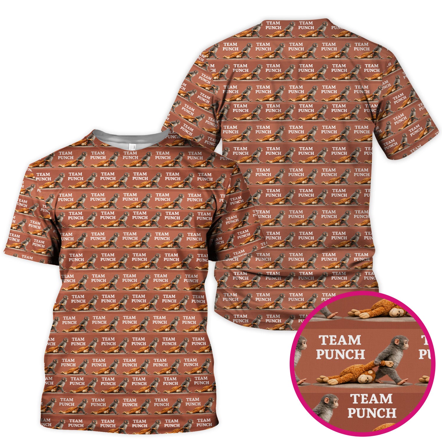 Team Punch Playful Monkey Graphic Pattern Scrubs Top, Comfortable Scrubs for Nurses