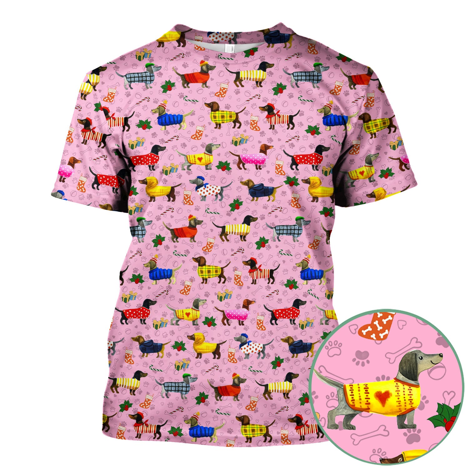 Wiener Dog Med Scrubs - Comfortable Scrub Tops for Women - Doxies with Paw Prints Nurse Uniform - Christmas Gift for LPN RN CNA