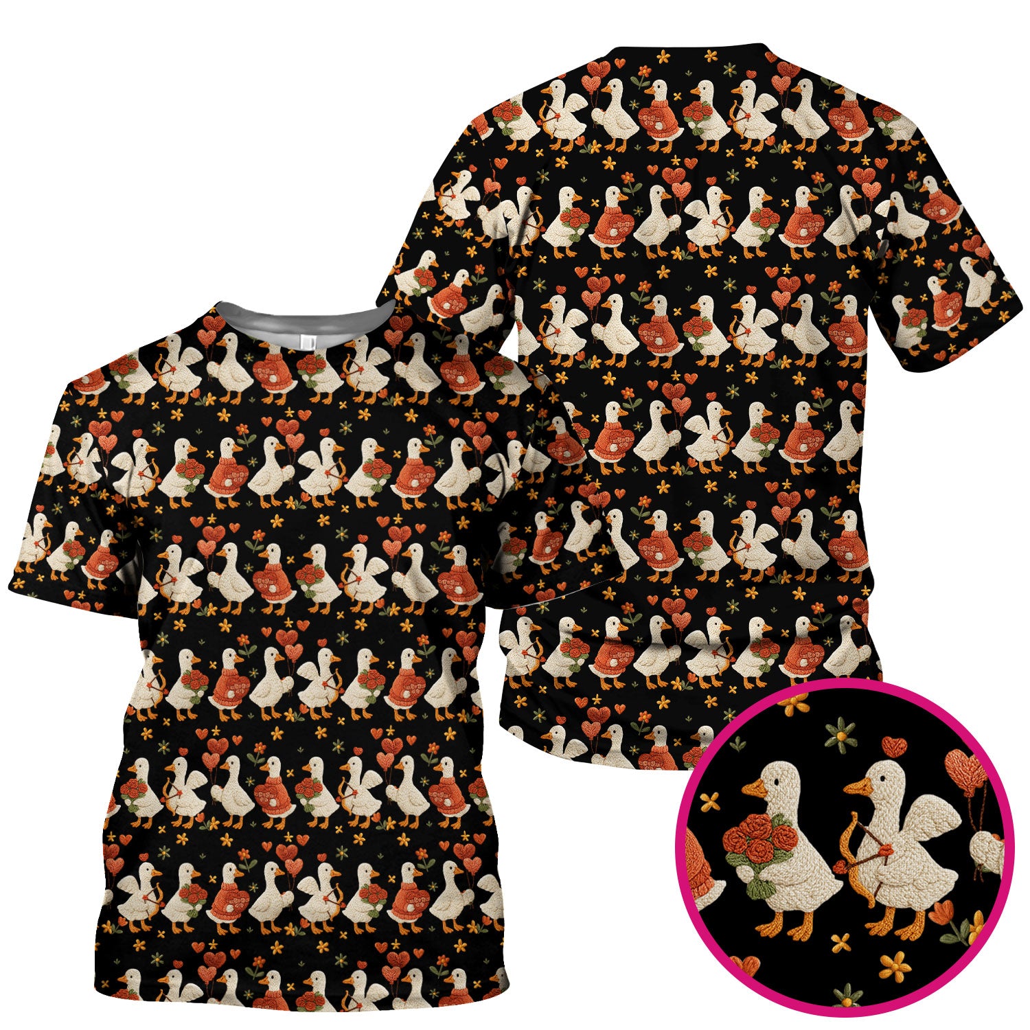 Cute Goose Nurse Scrub Top, Valentine Farm Medical Pattern Shirt, Breathable Fabrics Nursing Uniform