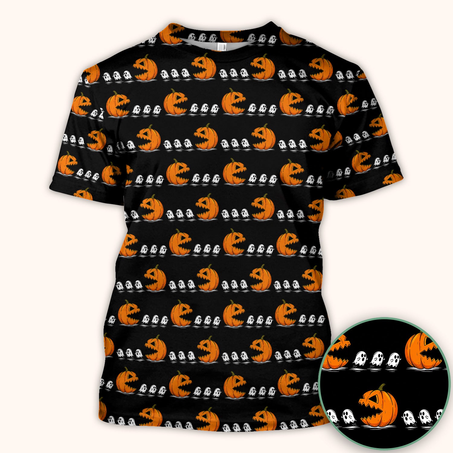 Spooky Halloween Pumpkin Ghost Scrub Top, Comfortable Scrubs for Nurses