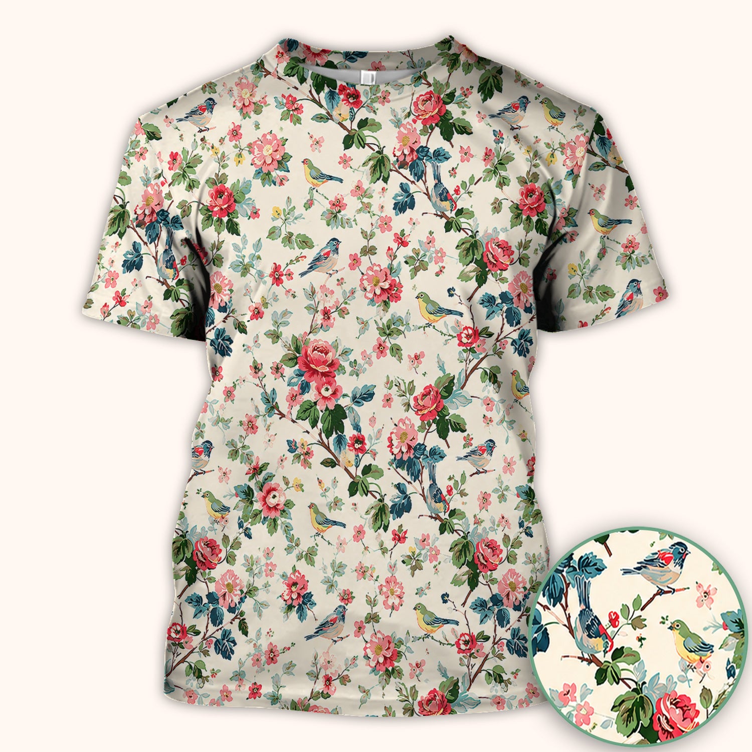 Songbird Rose Garden Pattern Scrub Top, Comfortable Scrubs for Nurses