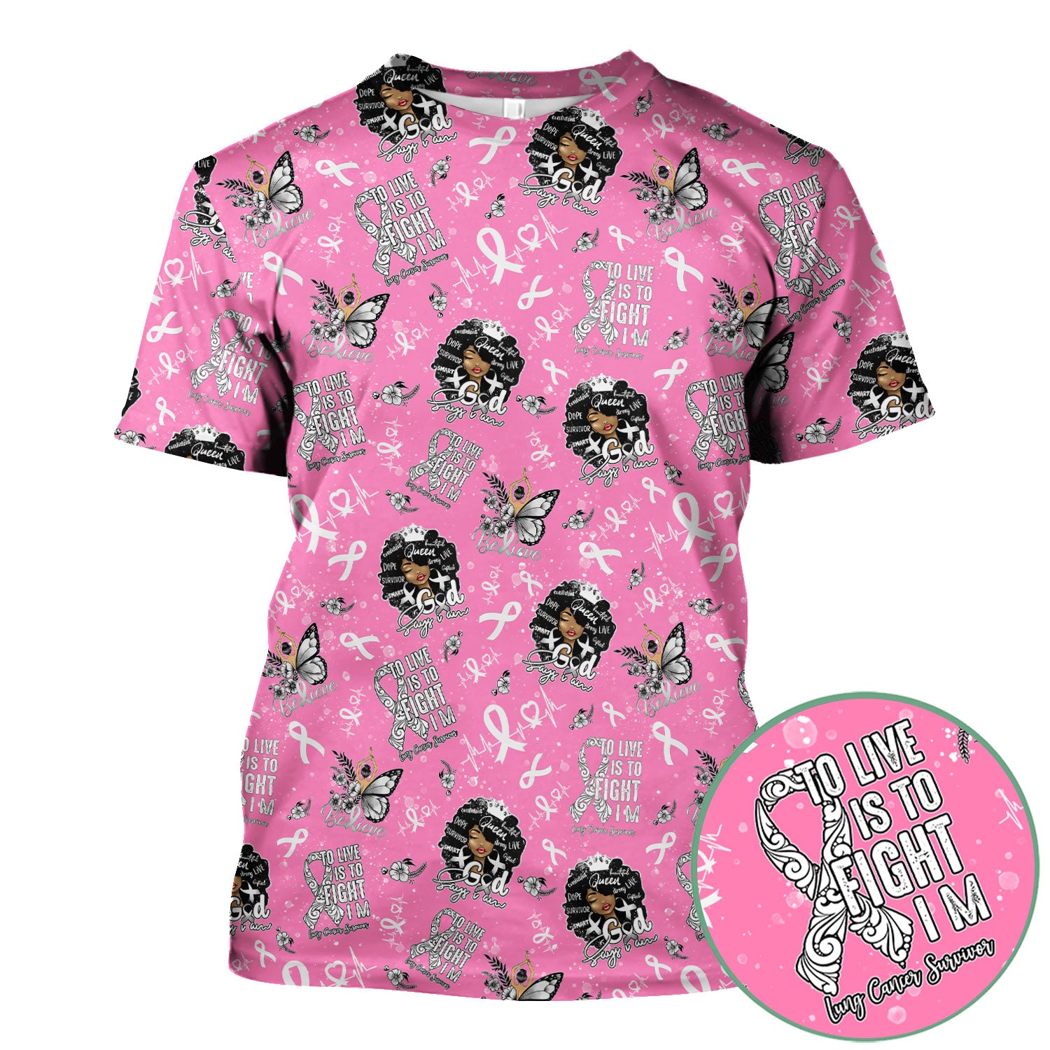 To Live Is To Fight I Am Strong Scrub Top - Cancer Awareness Nurse Shirt for Women - Empowering Gift for Survivors Fighters & Families