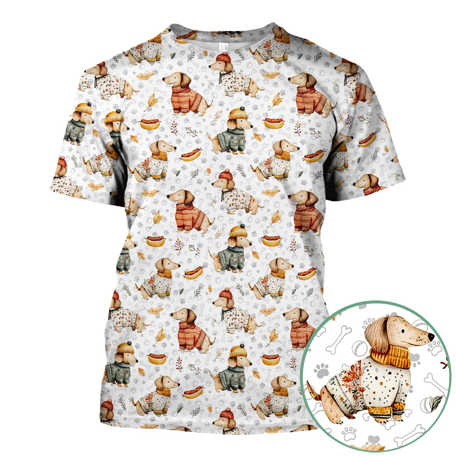 Fall Wiener Dog Nurse Scrub Top - Cozy Sausage Dog Autumn Medical Shirt for Women RN CNA LPN - Thanksgiving Gift