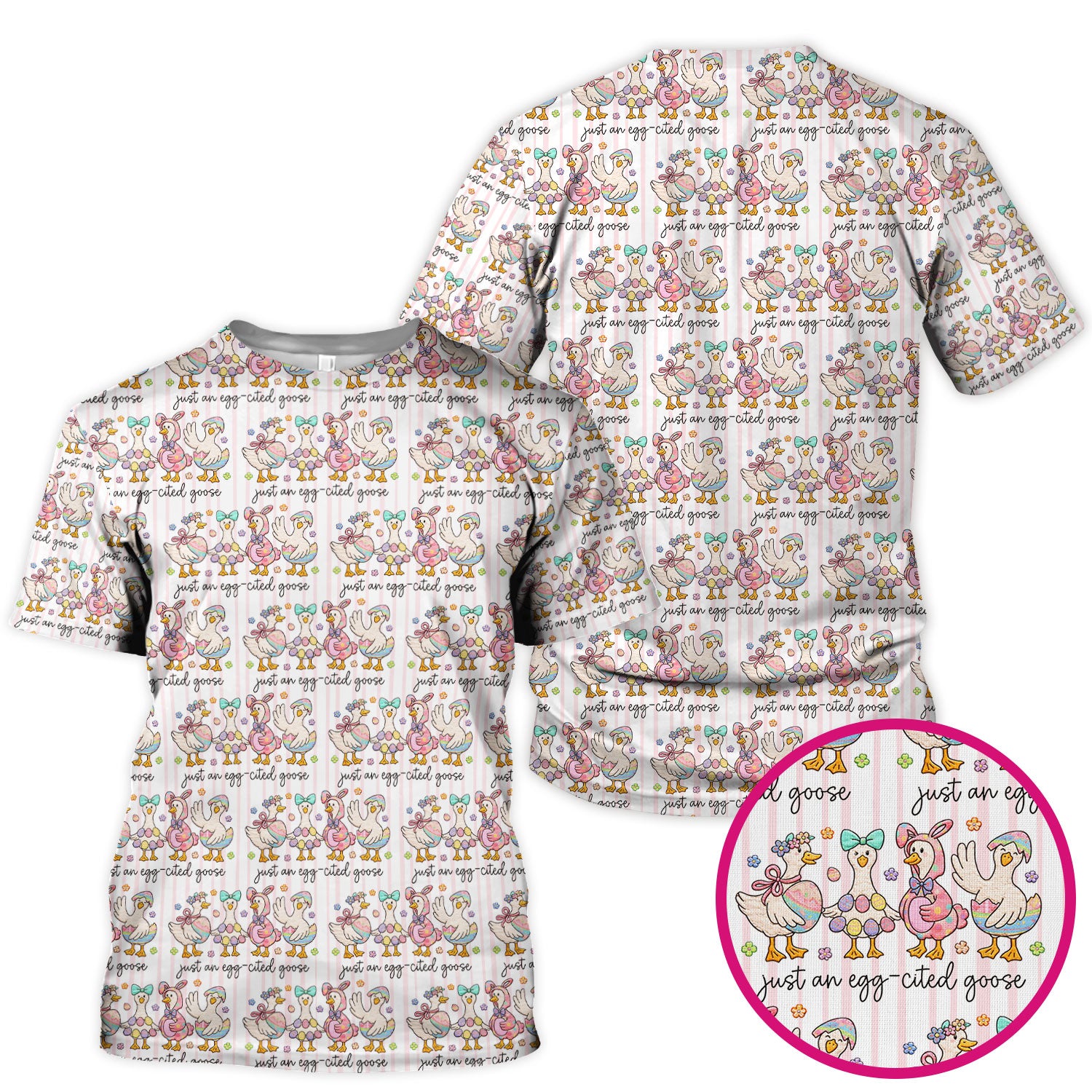 Cute Easter Goose Egg Pattern Scrubs Top, Breathable Fabrics Nursing Uniform