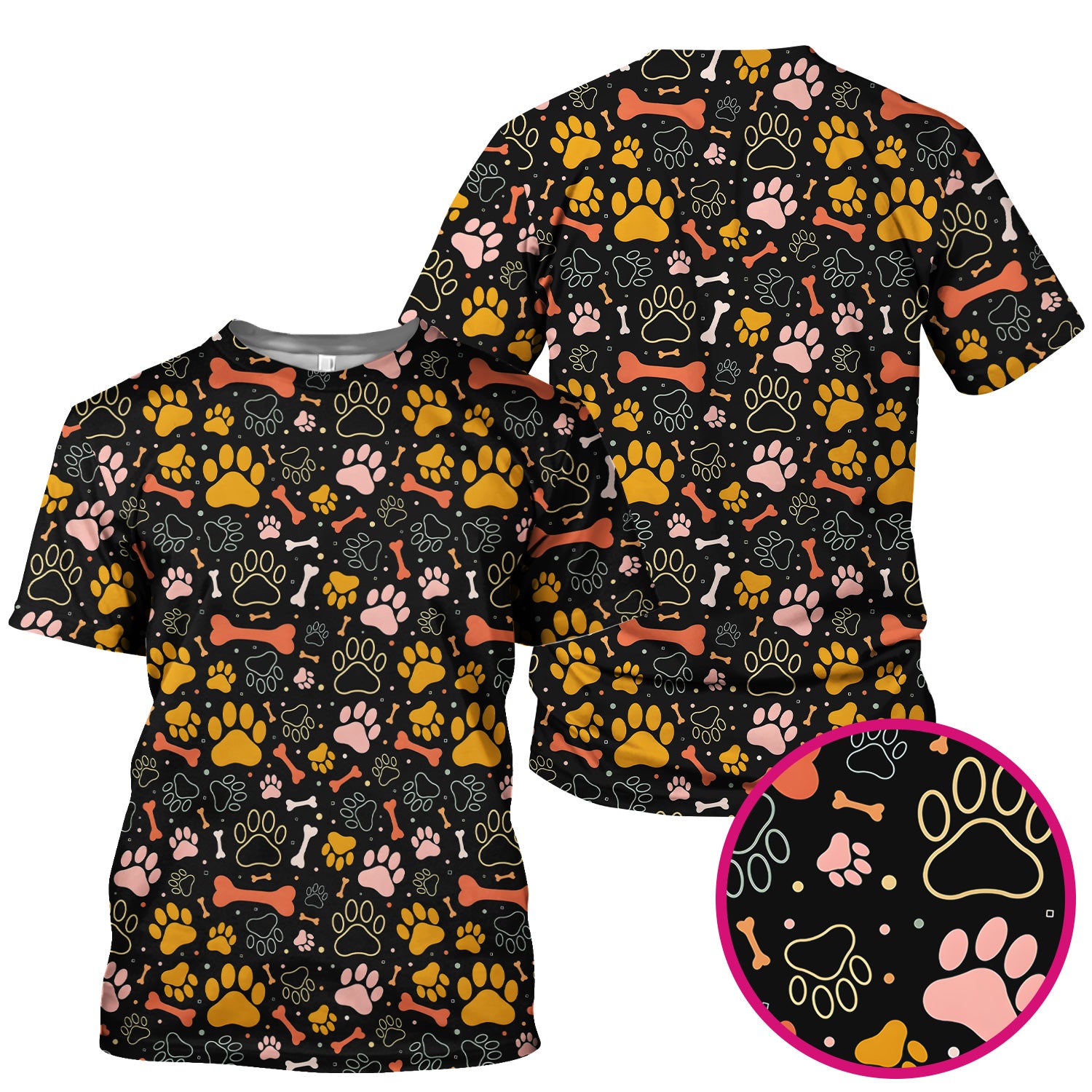 Cute Paw Print Dog Pattern Scrub Top, Comfortable Scrubs for Nurses