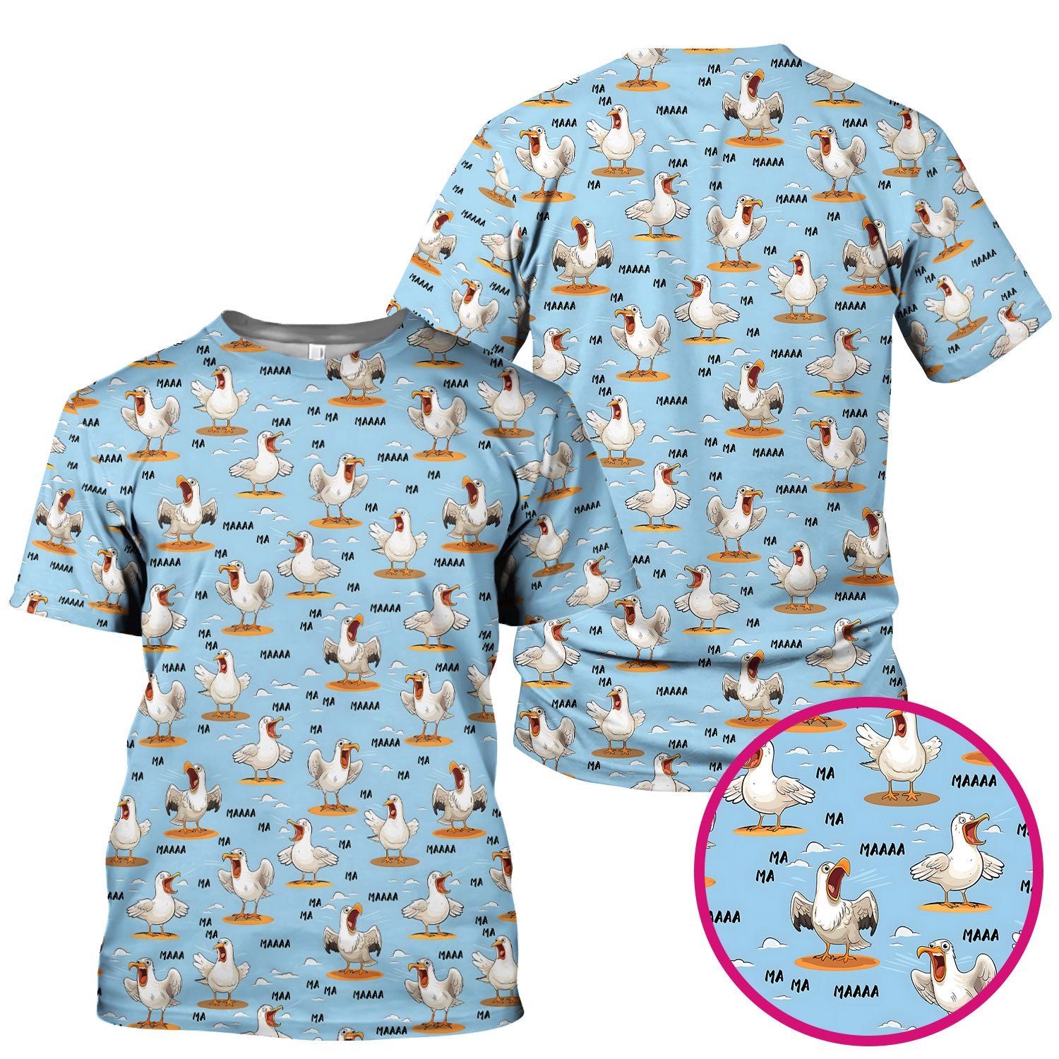 Funny Screaming Seagull Sky Pattern Scrub Top, Comfortable Scrubs for Nurses