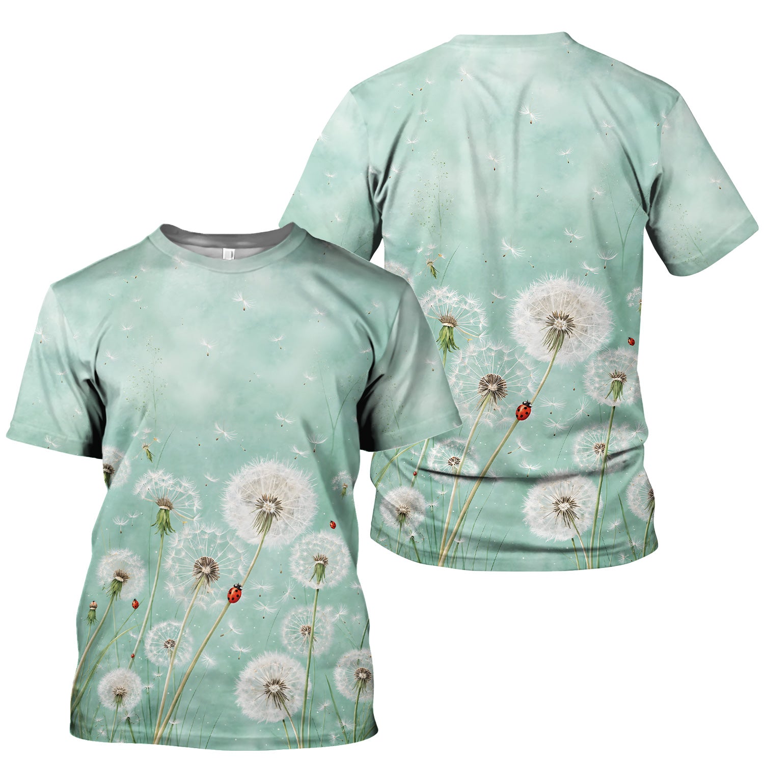 Dandelion Wishes Ladybug Meadow Pattern Scrub Top, Comfortable Scrubs for Nurses
