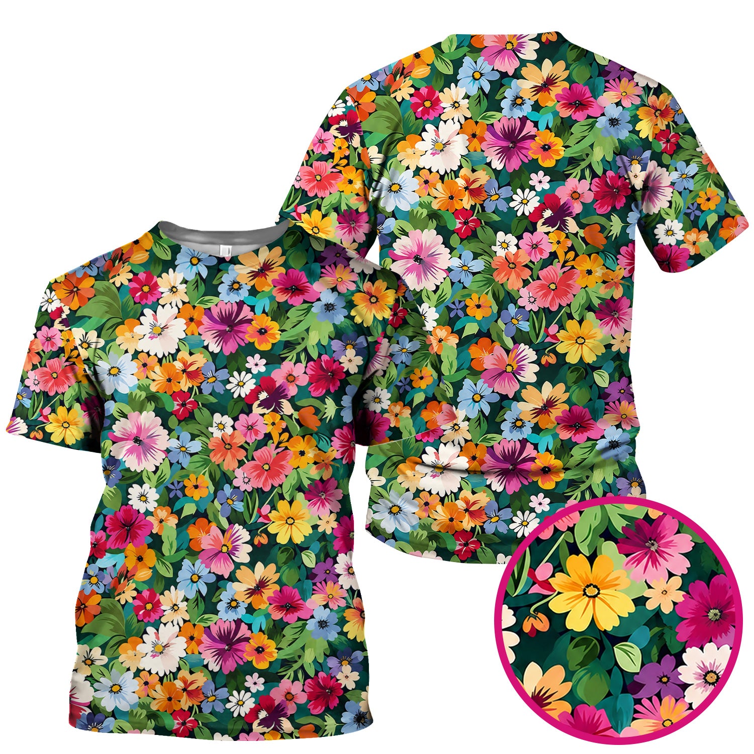 Colorful Wildflower Garden Pattern Scrub Top, Comfortable Scrubs for Nurses