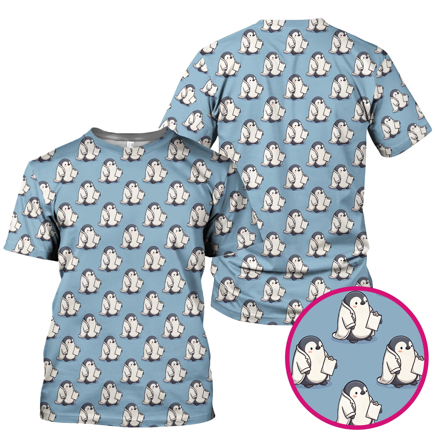 Penguin Nurse Medical Pattern Scrub Top, Comfortable Scrubs for Nurses