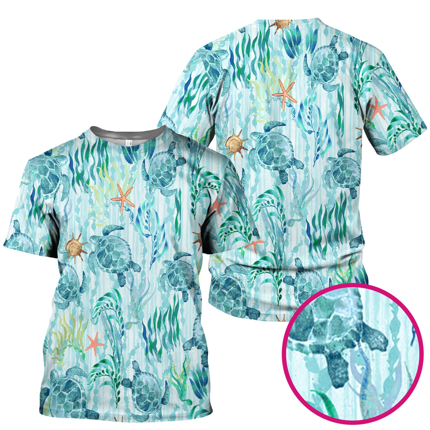 Sea Turtle Ocean Watercolor Print Scrub Top, Comfortable Scrubs for Nurses