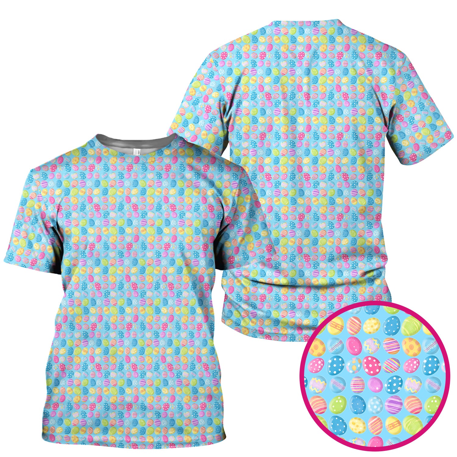 Colorful Easter Eggs Pattern Scrub Top, Comfortable Scrubs for Nurses
