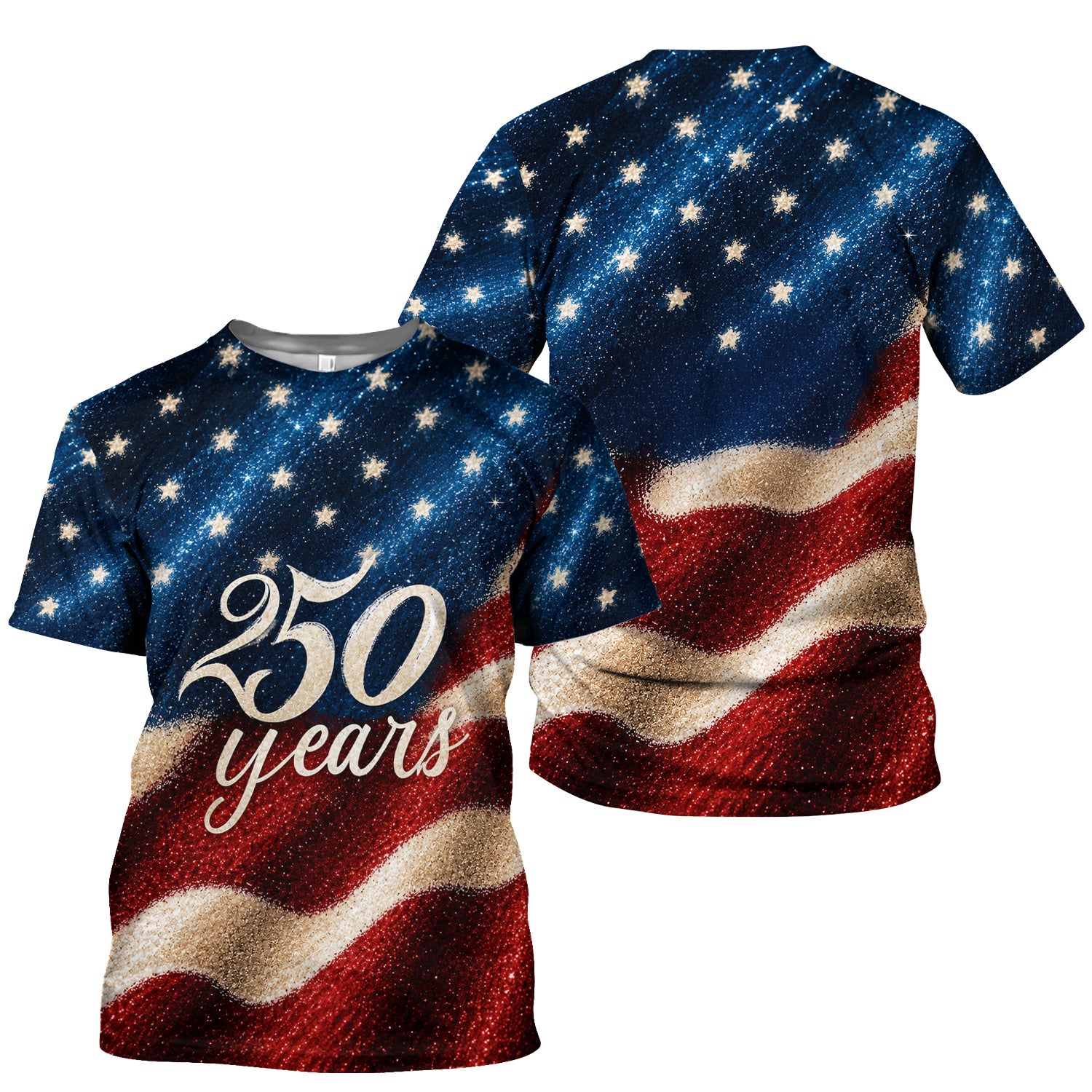 Festive American Flag 250 Years Pattern Scrub Top, Comfortable Scrubs for Nurses