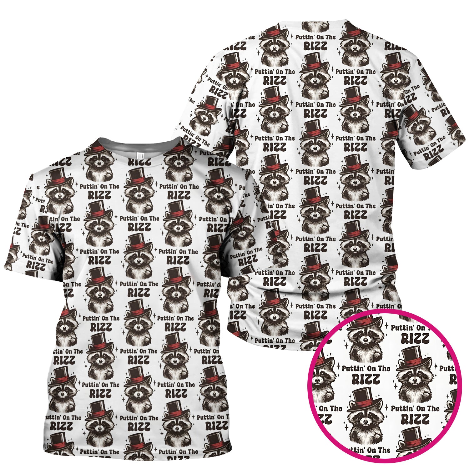Raccoon Wearing Top Hat Puttin On The Rizz Scrub Top, Breathable Fabrics Nursing Uniform