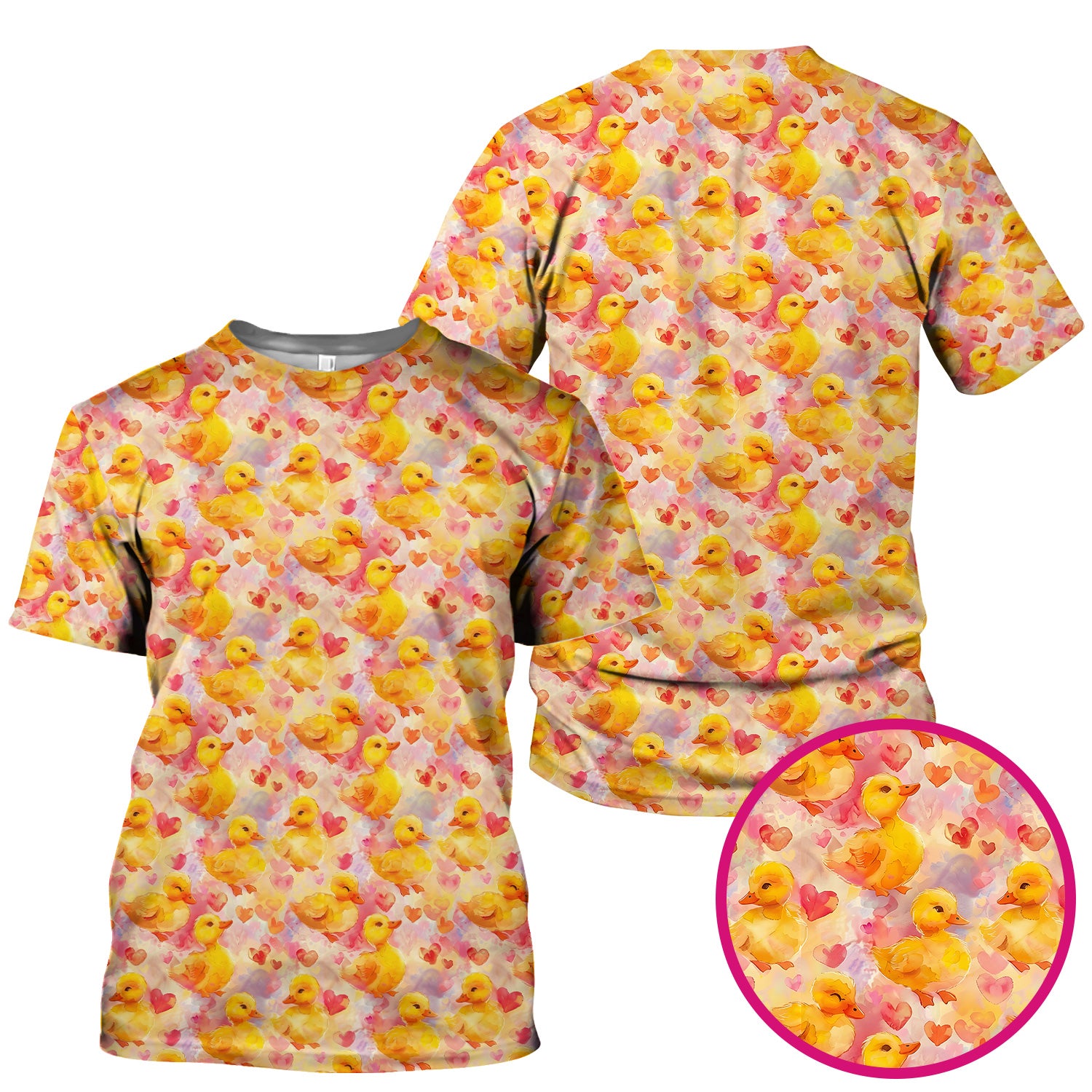 Cute Duck Heart Watercolor Pattern Scrub Top, Comfortable Scrubs for Nurses