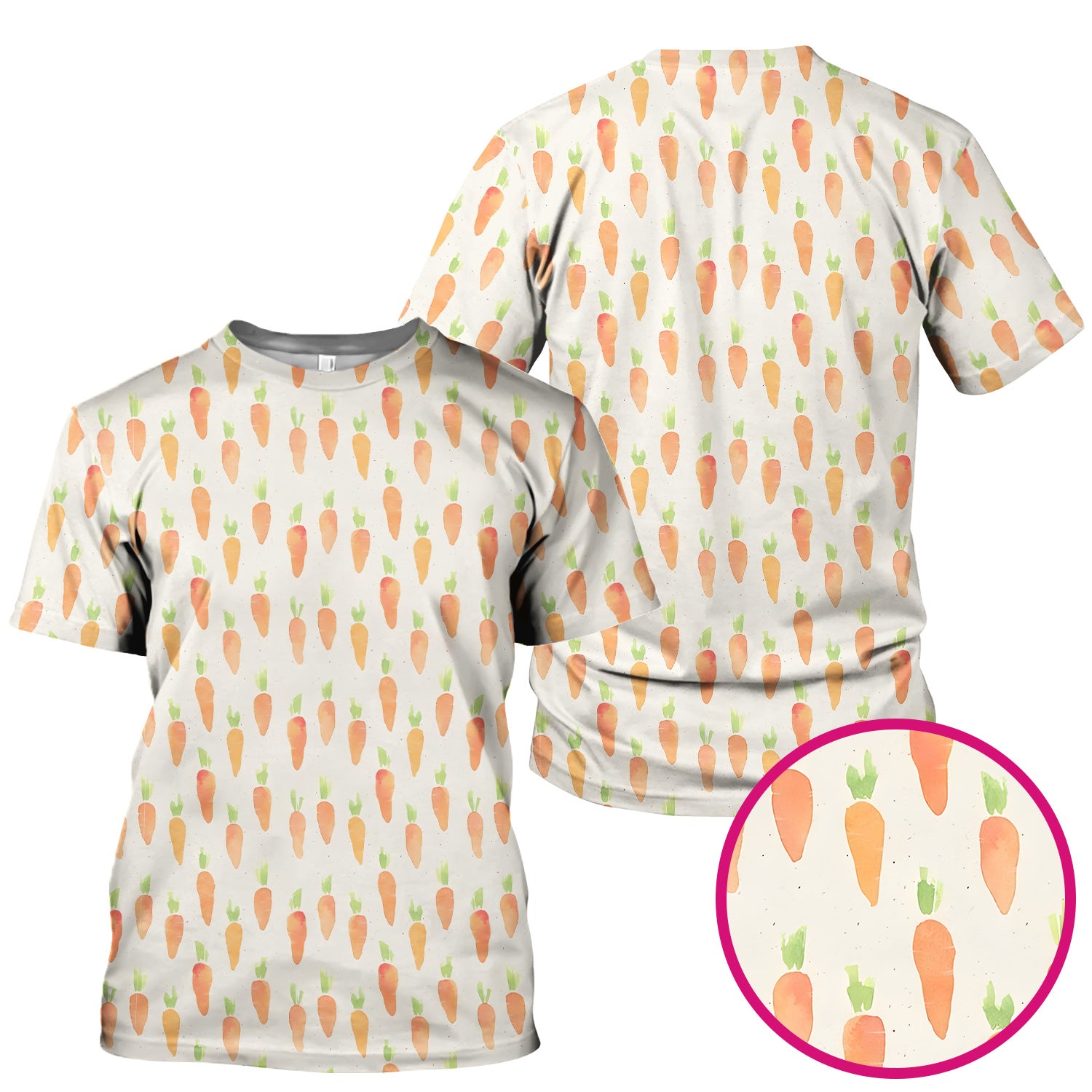 Simple Carrot Cute Pattern Scrubs Top, Comfortable Scrubs for Nurses