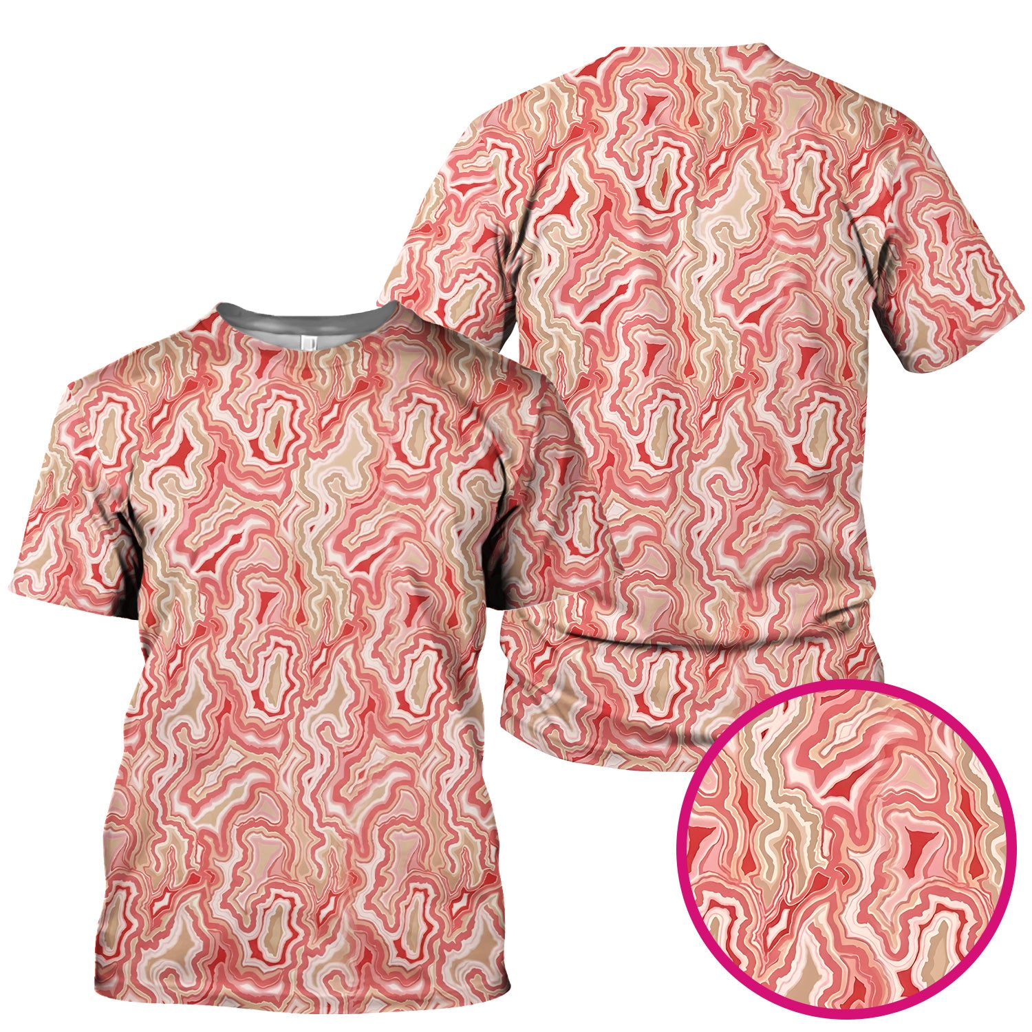 Pink Marble Swirl Abstract Pattern Scrub Top, Comfortable Scrubs for Nurses