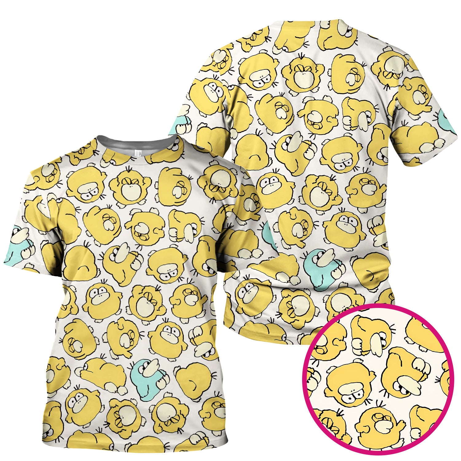 Funny Yellow Cartoon Duck Pattern Scrub Top, Comfortable Scrubs For Nurses