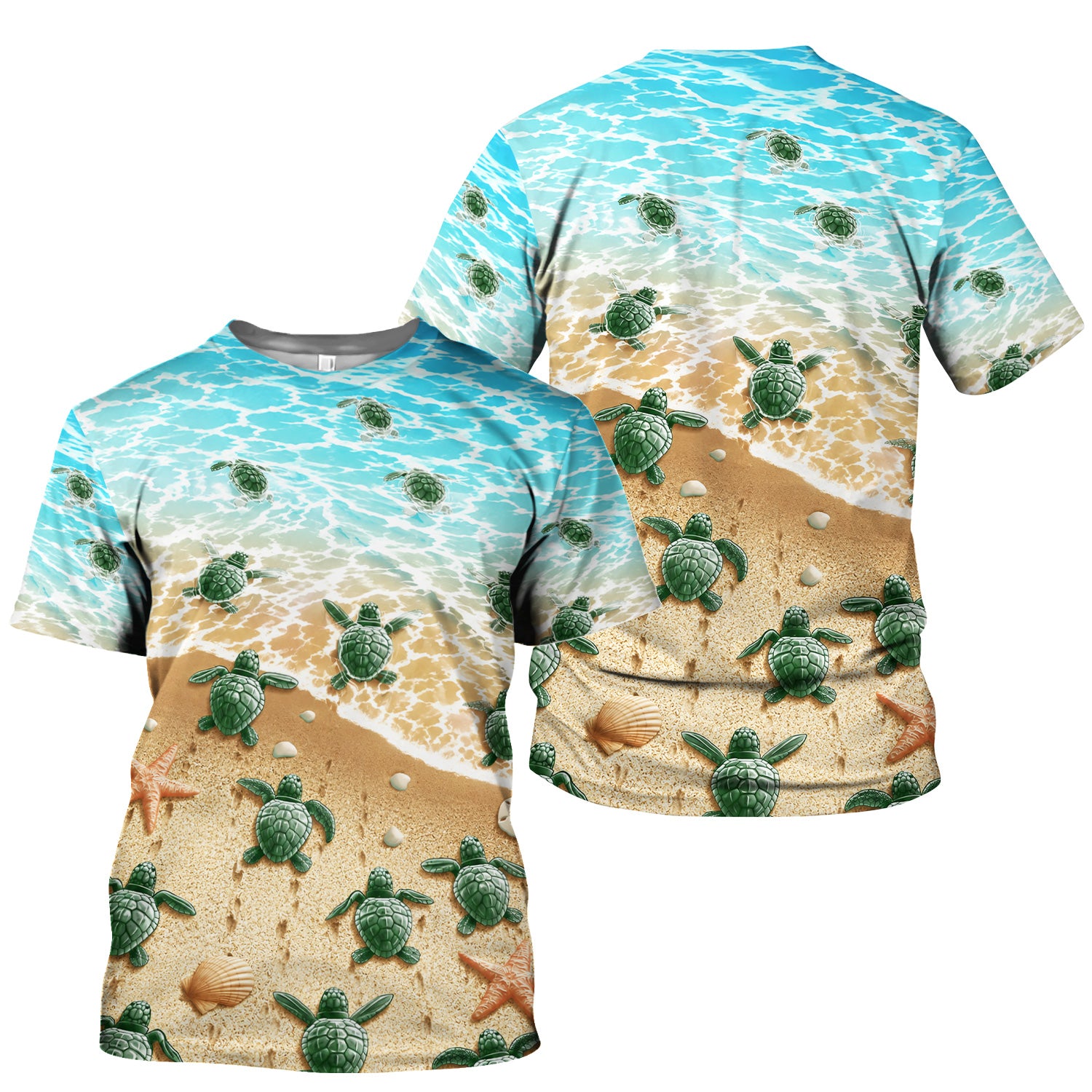 Coastal Sea Turtle Beach Pattern Scrub Top, Comfortable Scrubs for Nurses