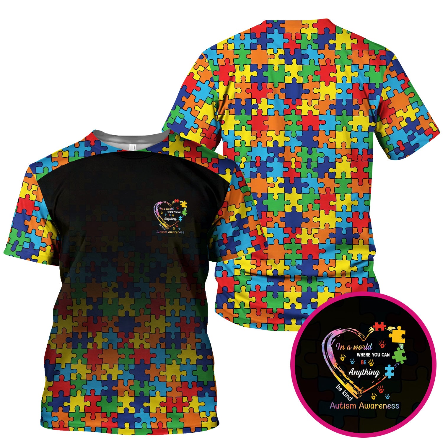 Autism Awareness Nurse Scrub Top, Puzzle Heart Print Full Design, Gift for Nurse