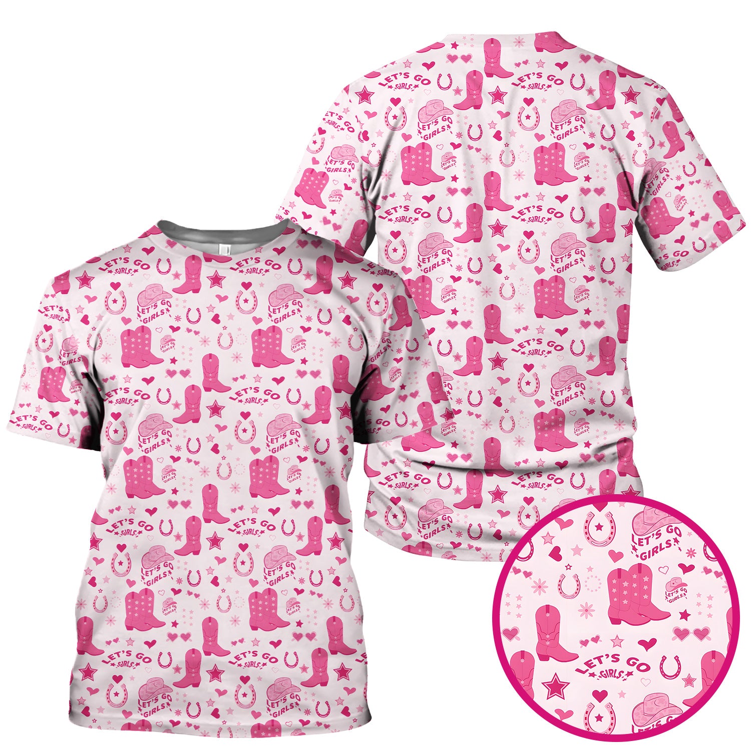 Pink Cowgirl Boots Print Scrub Top, Comfortable Scrubs for Nurses