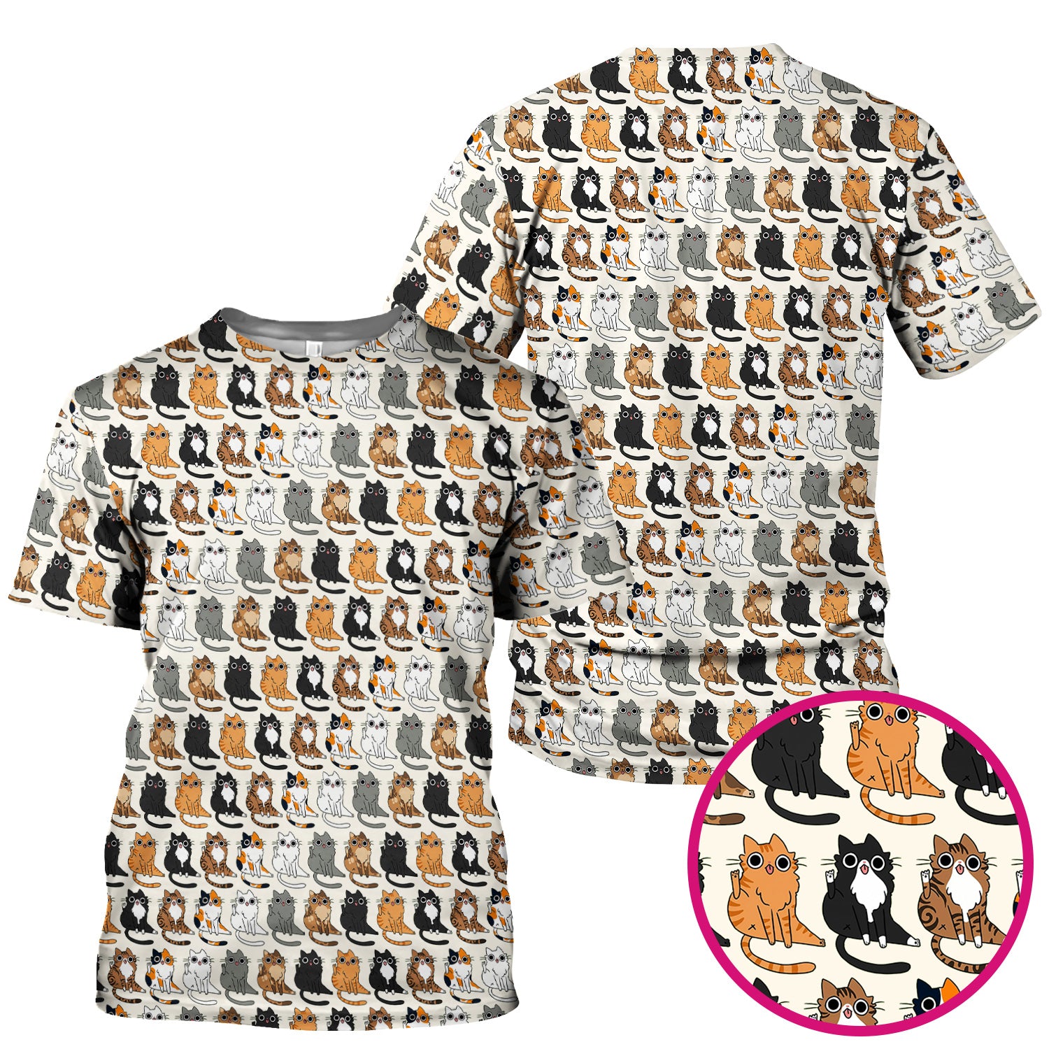 Cute Cartoon Cat Pattern Scrub Top, Comfortable Scrubs for Nurses