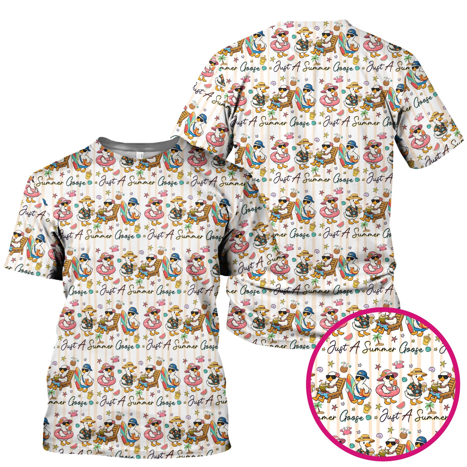 Summer Beach Goose Vacation Pattern Scrub Top, Comfortable Scrubs for Nurses