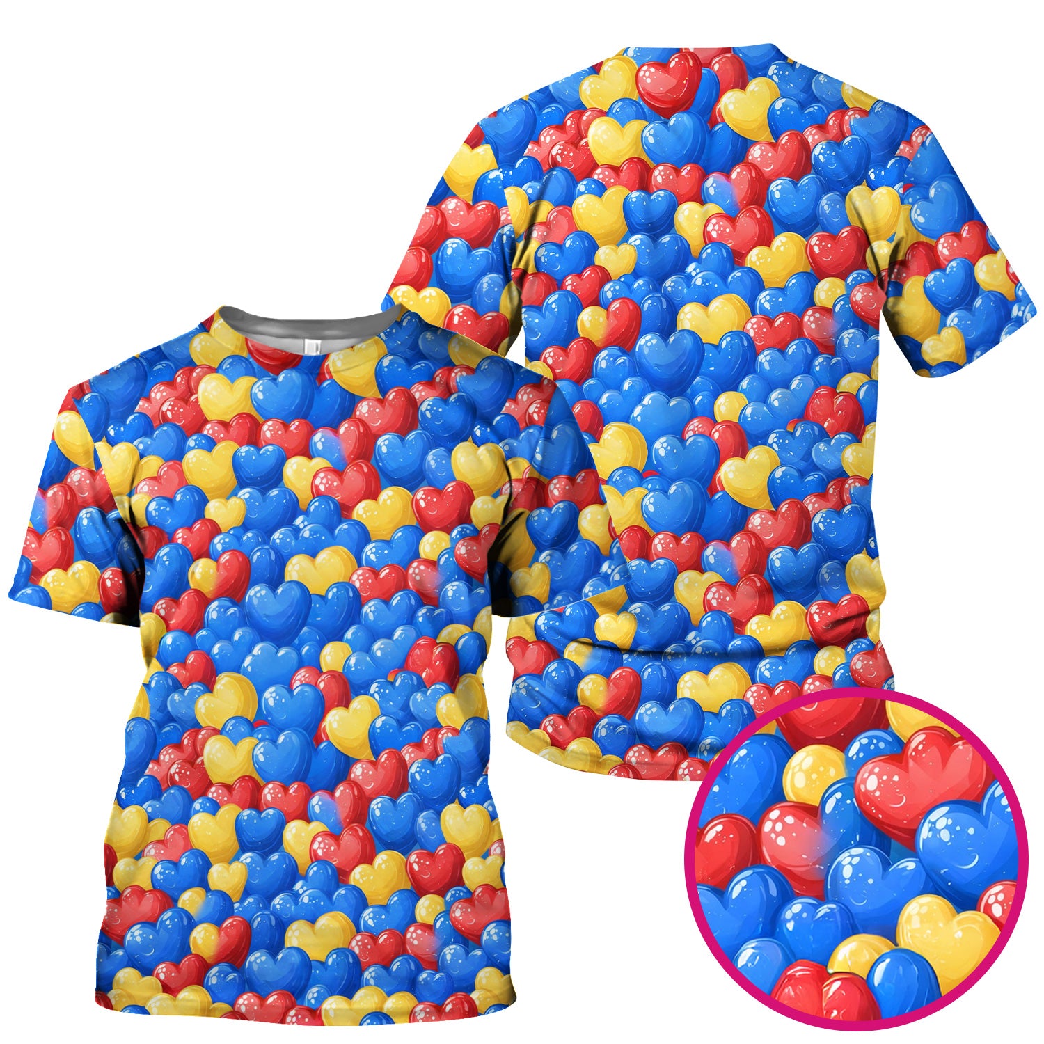 Colorful Autism Heart Pattern Scrub Top, Comfortable Scrubs for Nurses