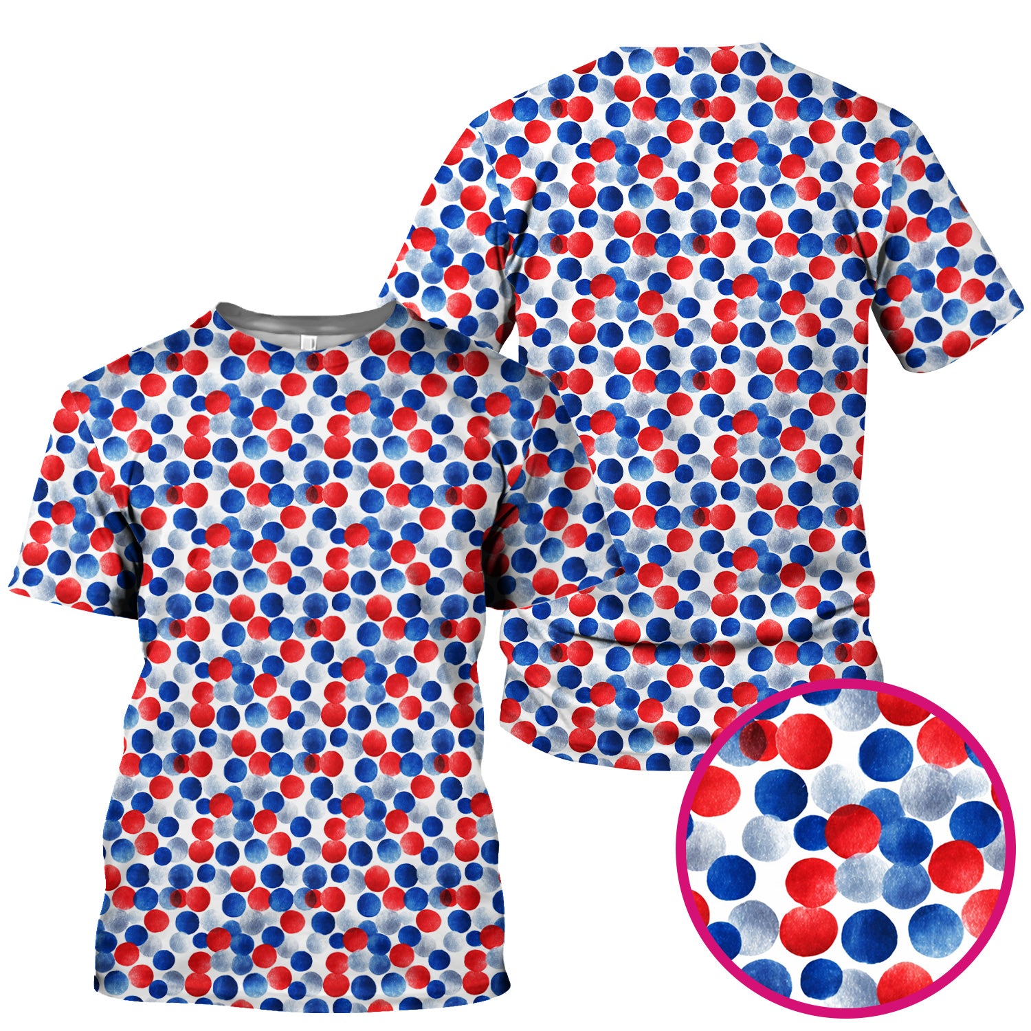 4th of July Patriotic Polka Dot Scrub Top, Red White Blue Nurse Uniform