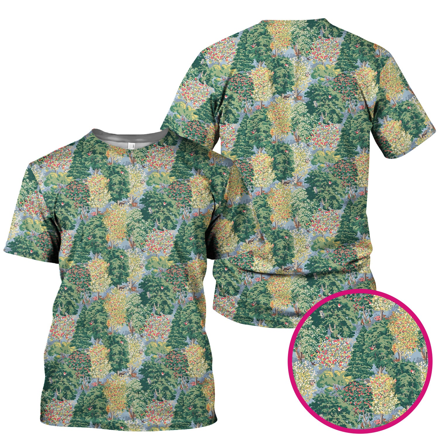 Forest Landscape Pattern Scrub Top, Comfortable Scrubs for Nurses