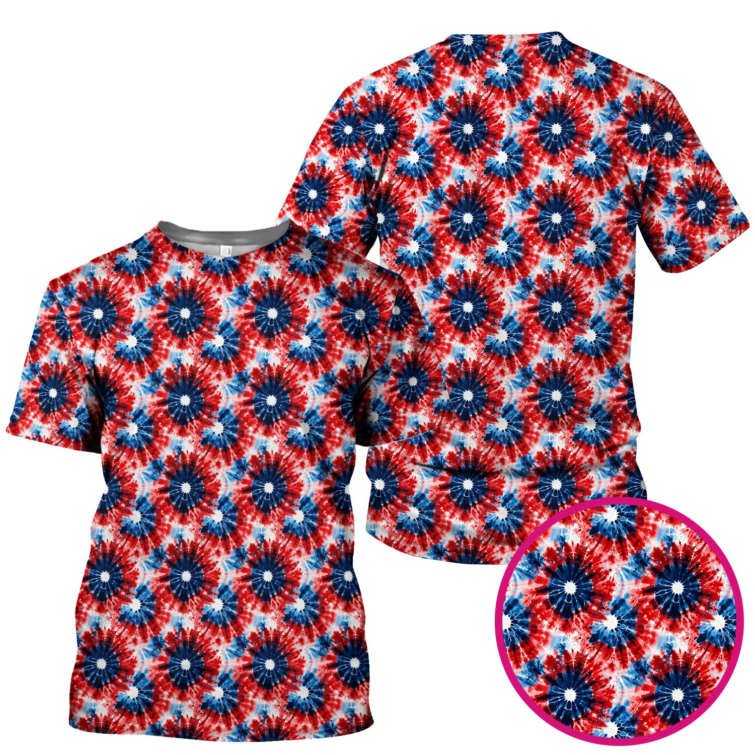Festive Nurse Tie Dye Firework Burst Pattern Scrub Top, Breathable Fabrics Nursing Uniform