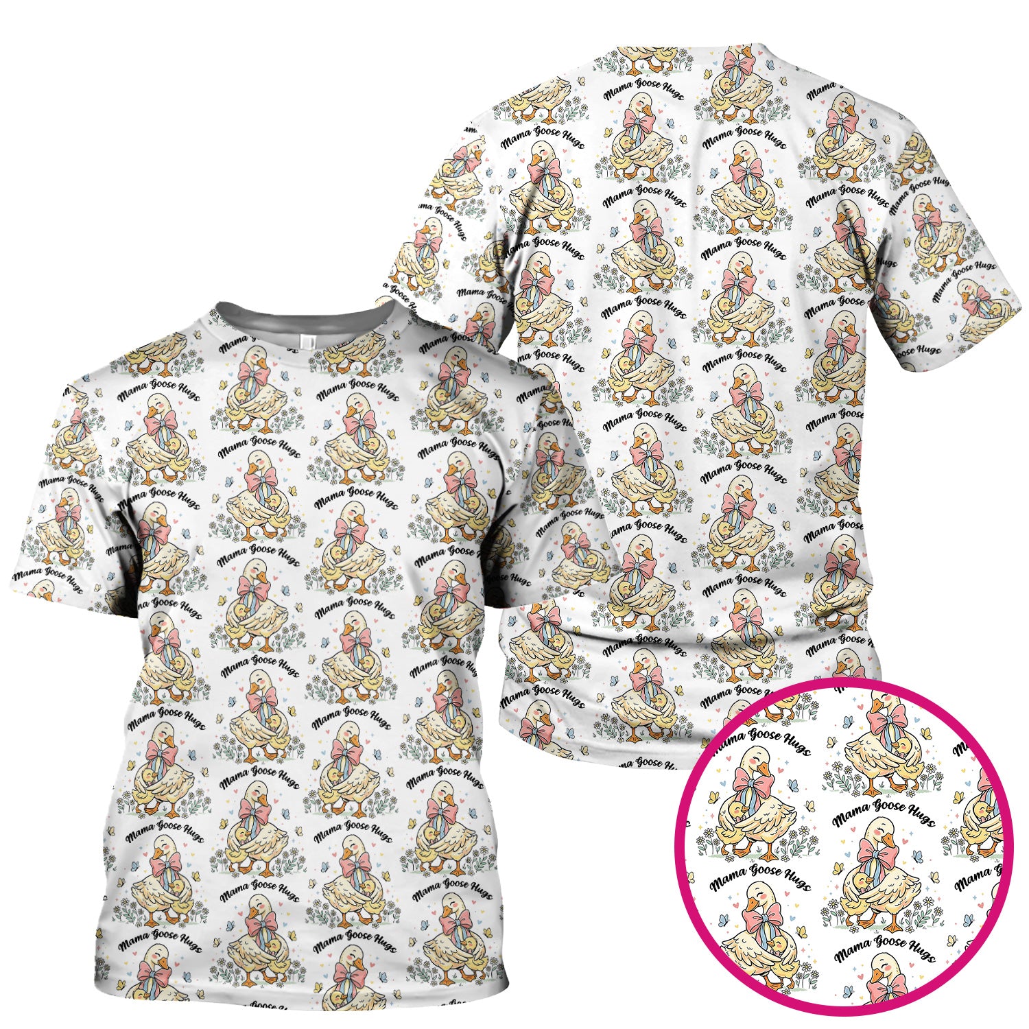 Cute Mama Goose Hug Pattern Scrub Top, Comfortable Scrubs For Nurses