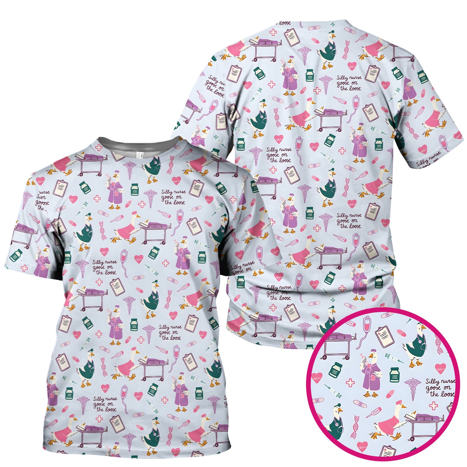 Goose Medical Humor Tools Pattern Scrub Top, Comfortable Scrubs for Nurses