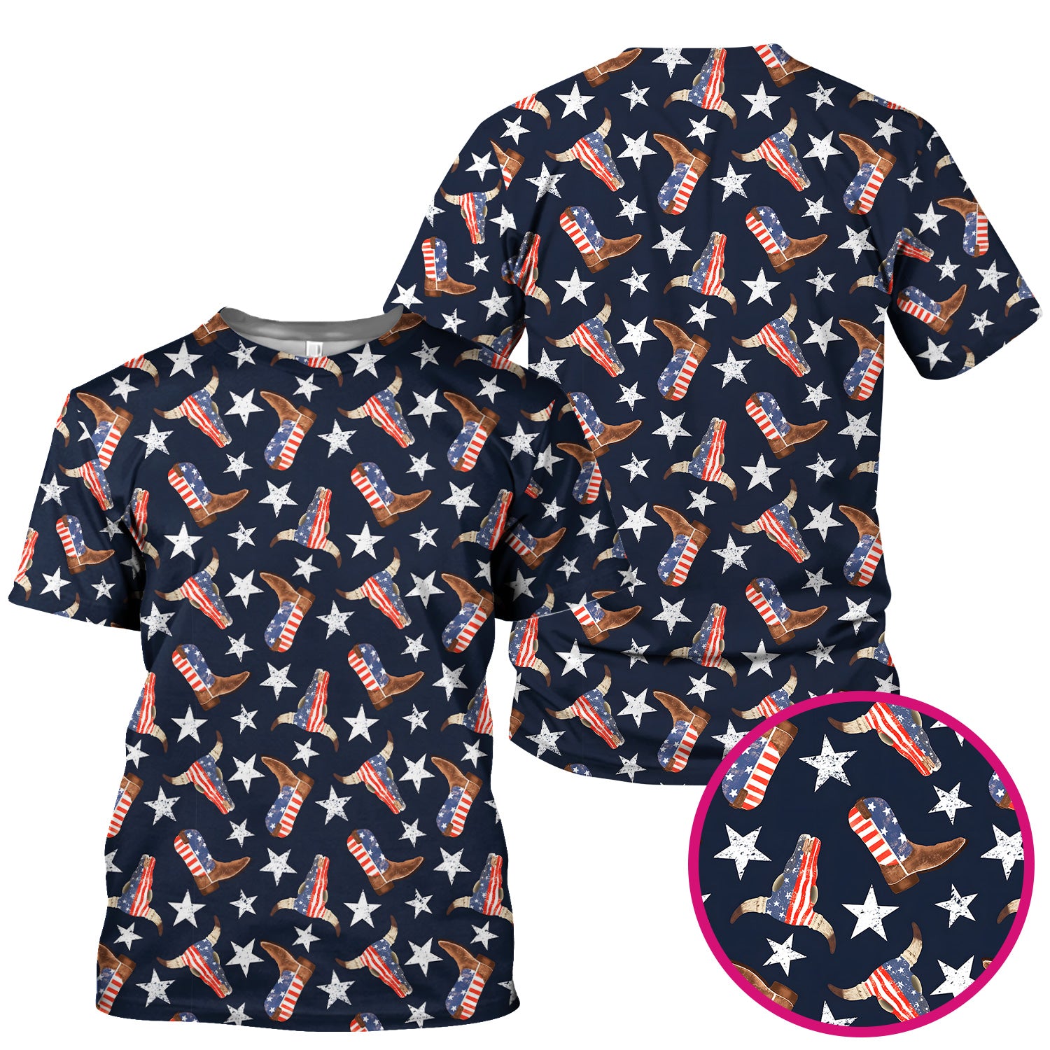 Western Boots Stars Pattern Scrub Top, Comfortable Scrubs for Nurses
