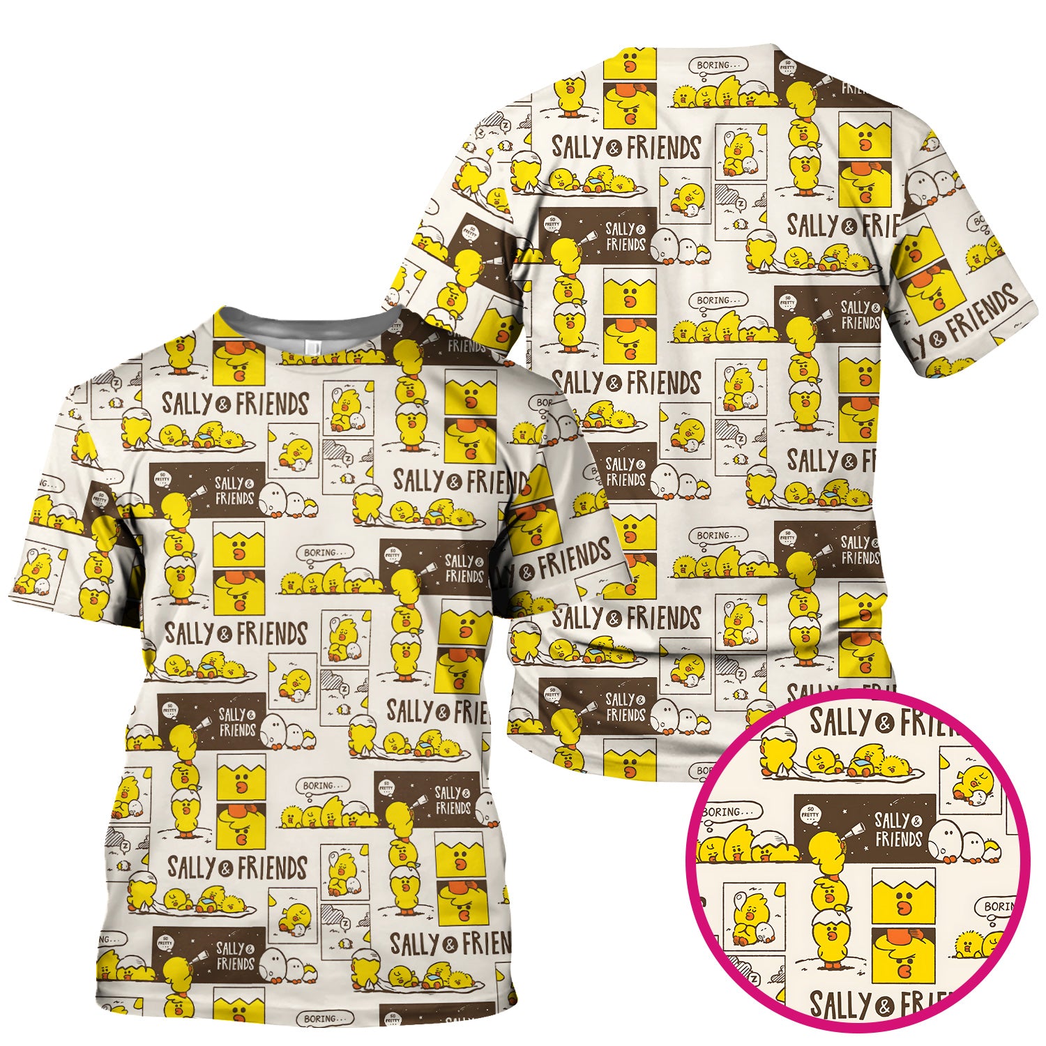 Cute Cartoon Chick Comic Pattern Scrub Top, Comfortable Scrubs for Nurses