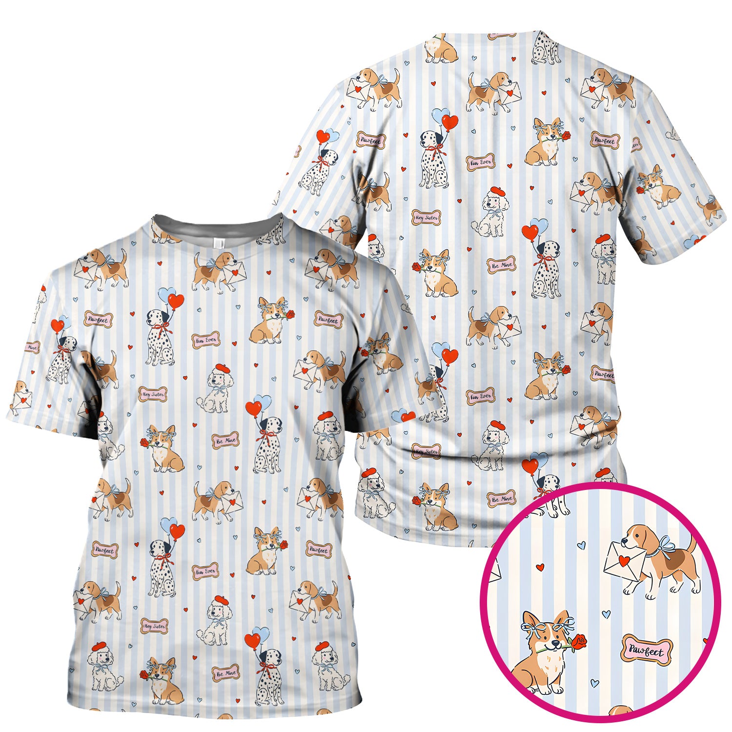 Valentine Puppy Heart Pattern Scrub Top, Comfortable Scrubs for Nurses