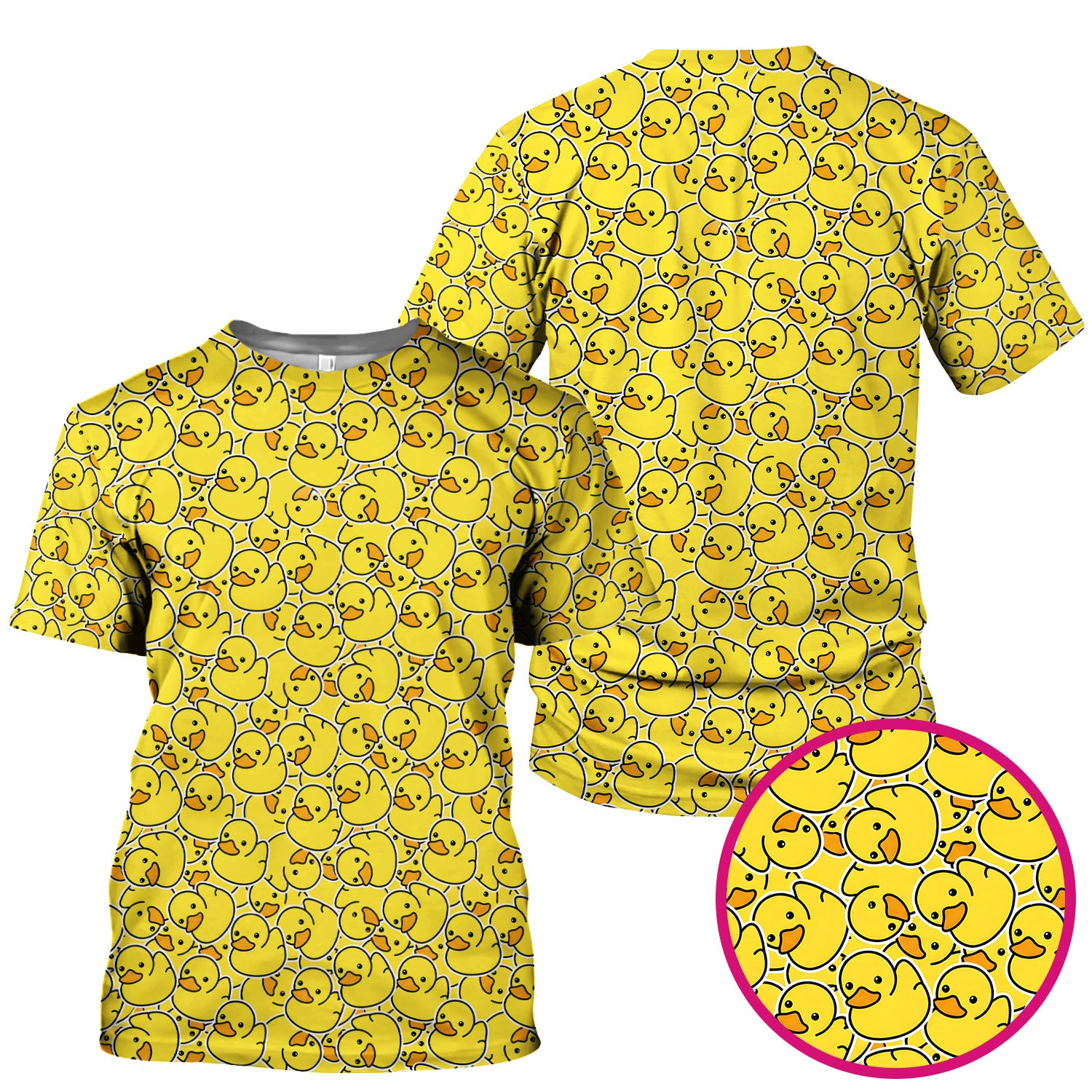 Yellow Rubber Duck Pattern Scrub Top, Comfortable Scrubs for Nurses