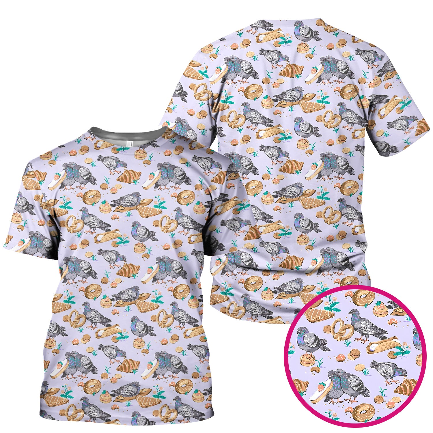 Funny Pigeon Bread Snack Nurse Pattern Scrub Top, Comfortable Scrubs for Nurses