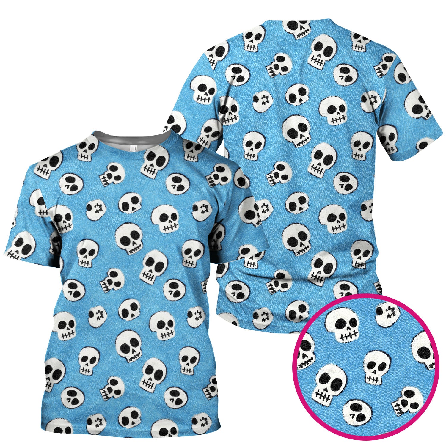 Blue Skull Halloween Pattern Scrub Top, Comfortable Scrubs for Nurses
