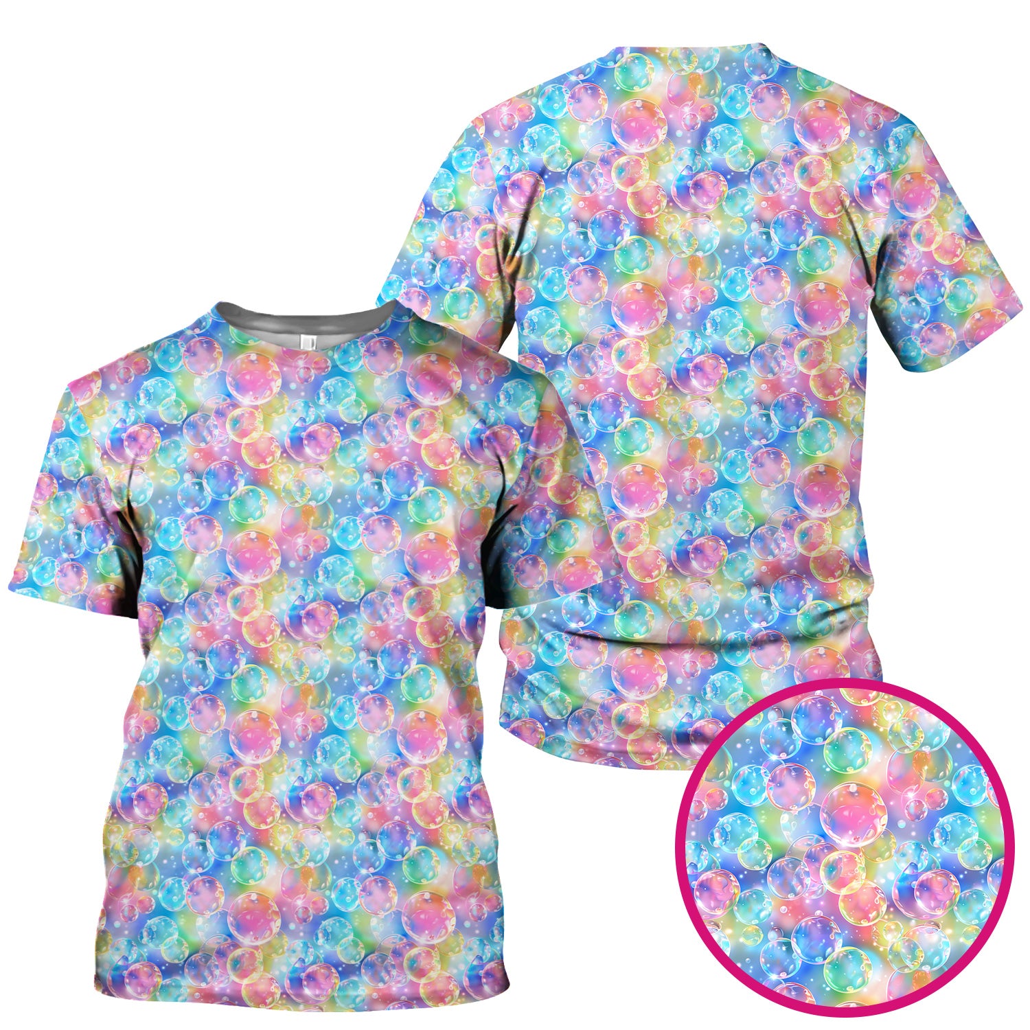 Colorful Floating Soap Bubble Pattern Scrub Top, Breathable Fabrics Nursing Uniform