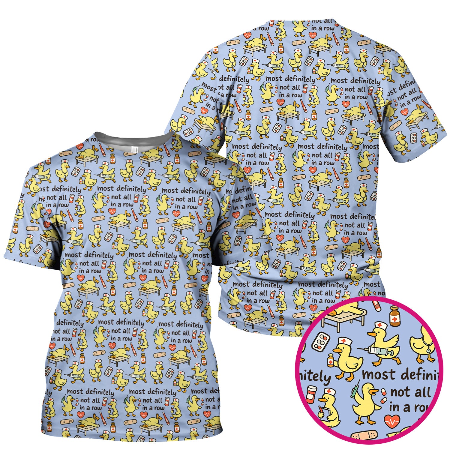 Funny Nurse Duck Medical Humor Pattern Scrub Top, Comfortable Scrubs for Nurses