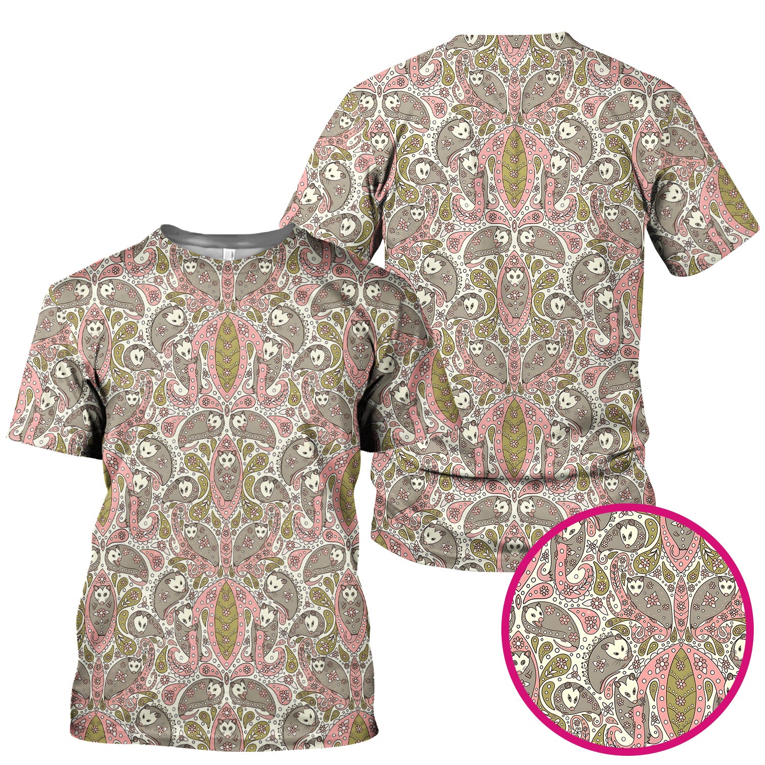 Opossum Paisley Pattern Scrub Top, Comfortable Scrubs for Nurses