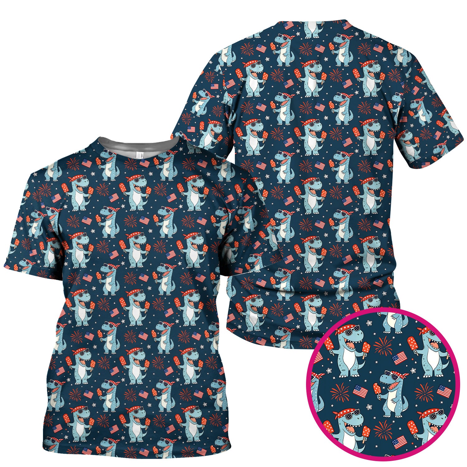 Dinosaur With Flag American Pattern Scrub Top, Comfortable Scrubs for Nurses