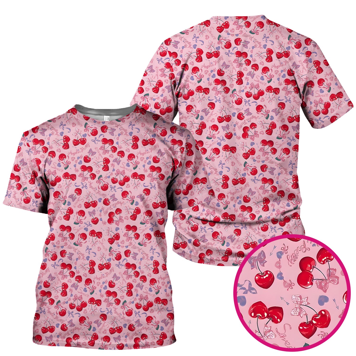 Cherry Blossom Scrub Top, Sweet Pink Nursing Uniform For Women